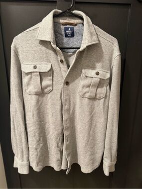 johnnie-O Light Gray Men's Button-Up Shirt Jacket